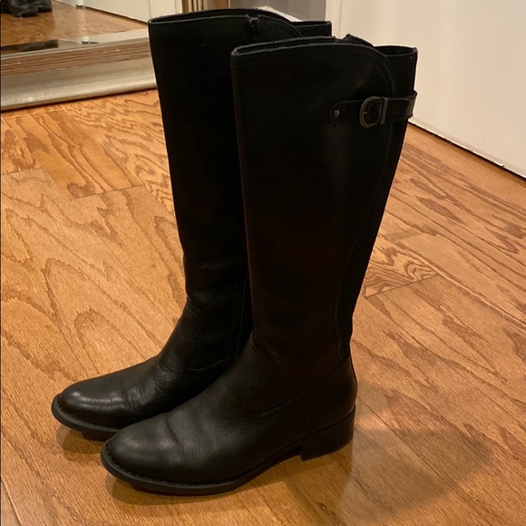 born tall black leather boots